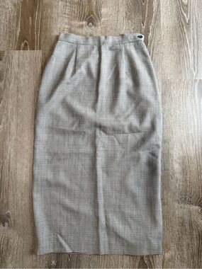 Talbots Gray Micro-Houndstooth Pencil Skirt